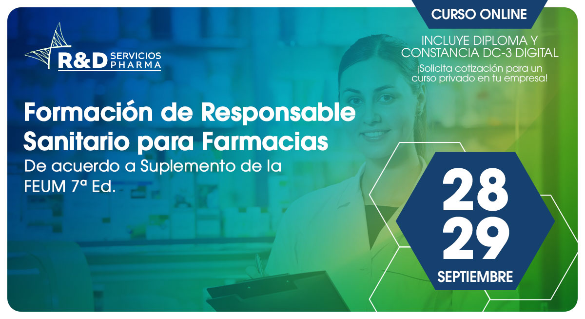 Formación de responsable sanitario para farmacias de acuerdo a suplemento de la FEUM 7ª ed - SEP 26